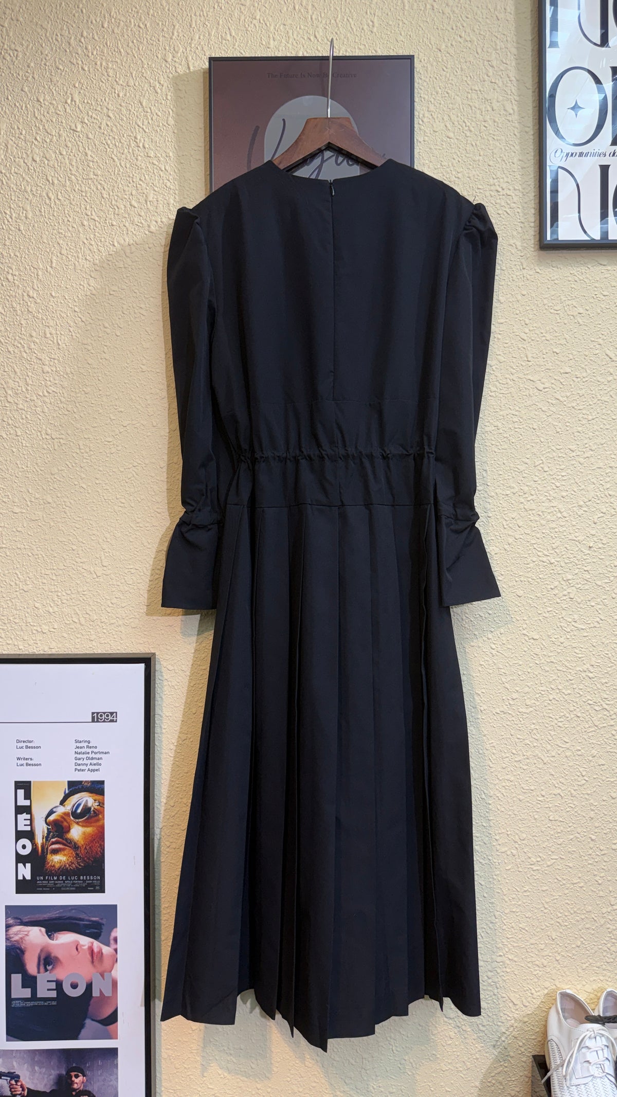 Puff sleeve tie waist one piece #00943