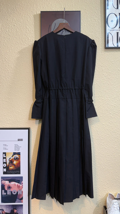 Puff sleeve tie waist one piece #00943