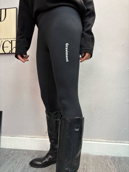 Side words fleece leggings #00137