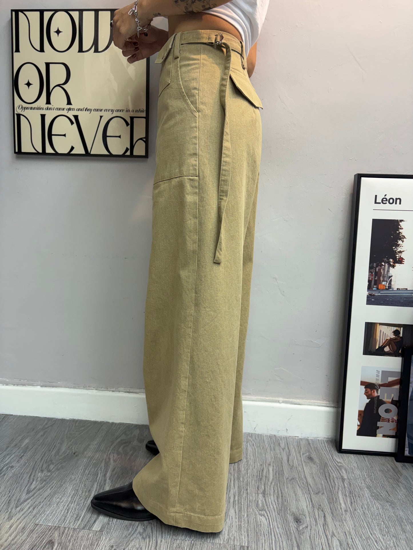 Half belt pants #00440