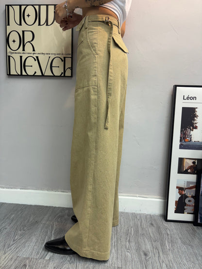 Half belt pants #00440