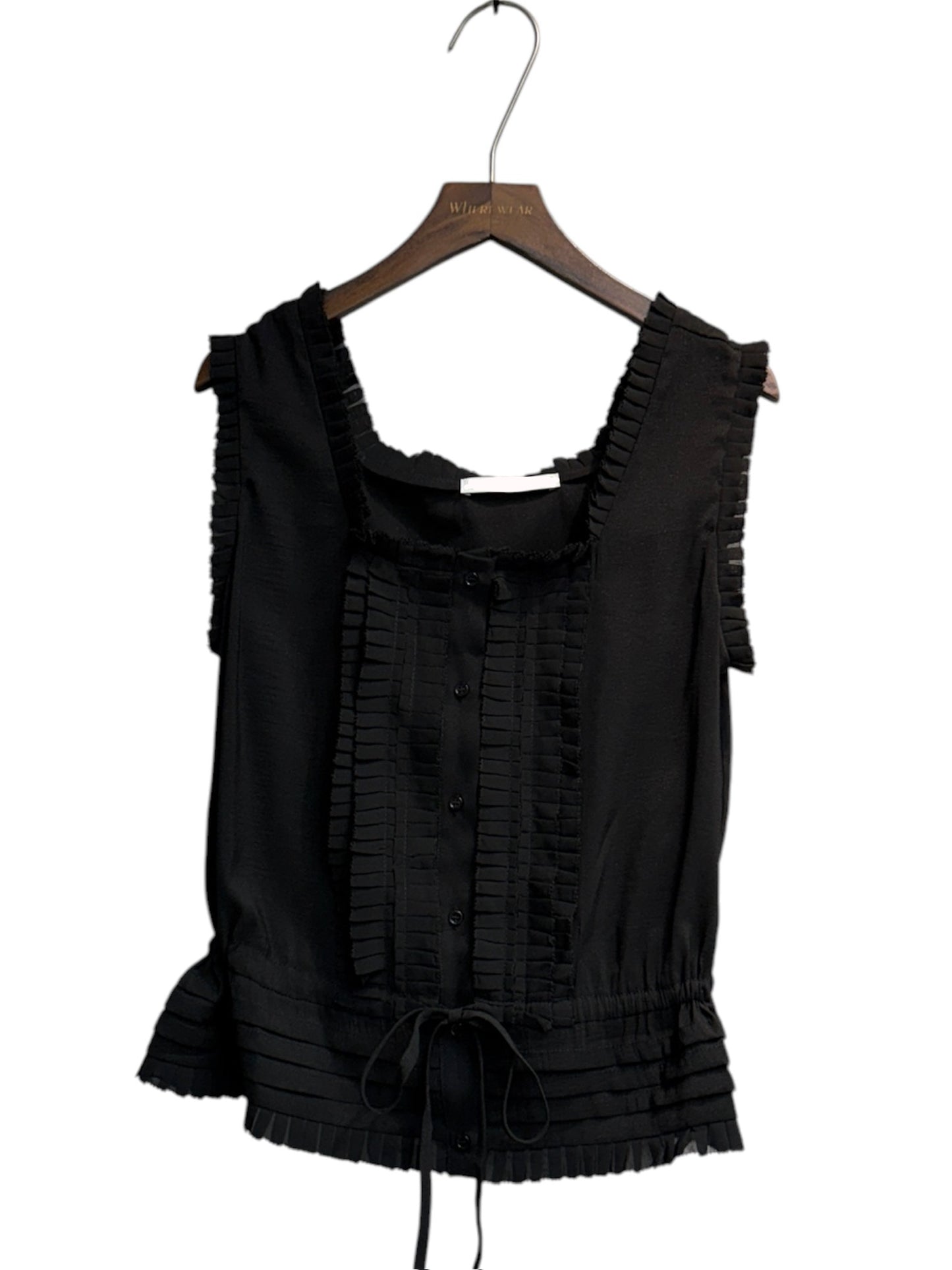 Front chiffon ruffle vest blouse #00599