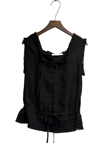 Front chiffon ruffle vest blouse #00599