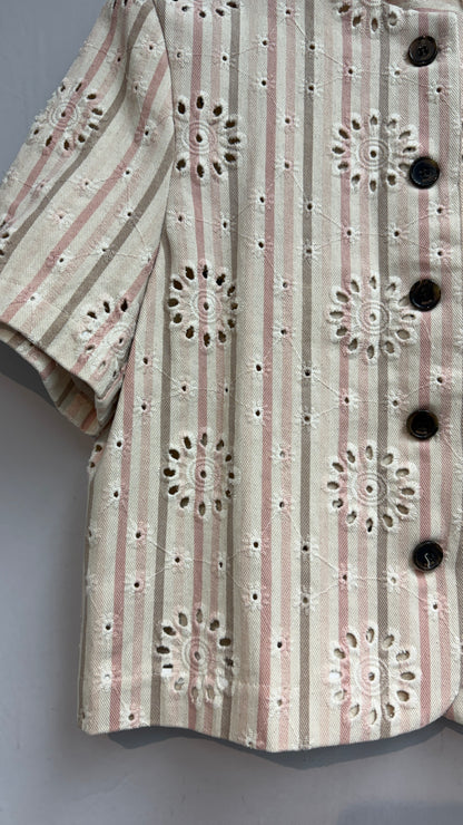👍🏼Embroidery striped short sleeves outer #00579