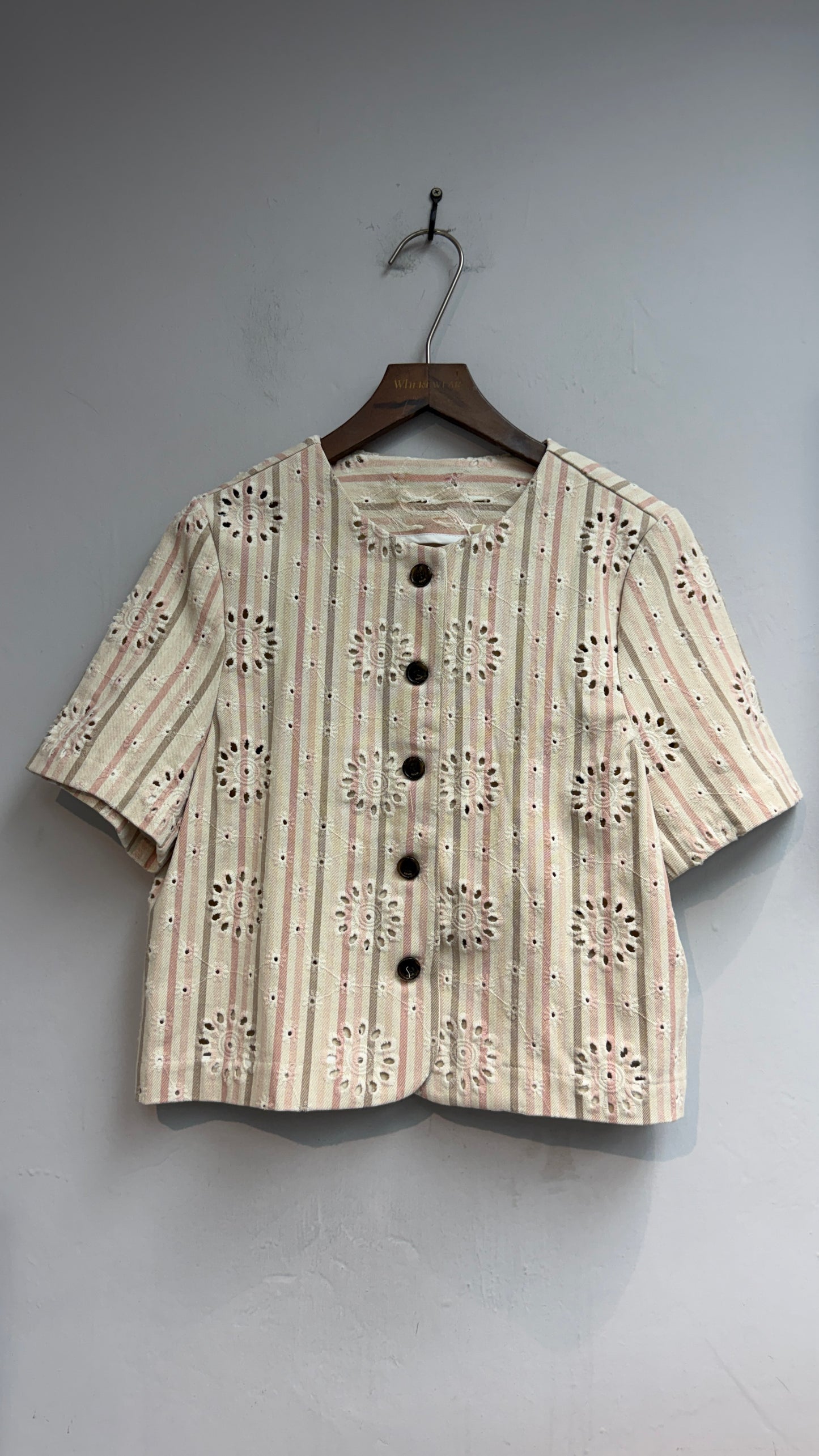 👍🏼Embroidery striped short sleeves outer #00579