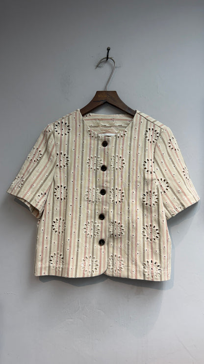 👍🏼Embroidery striped short sleeves outer #00579