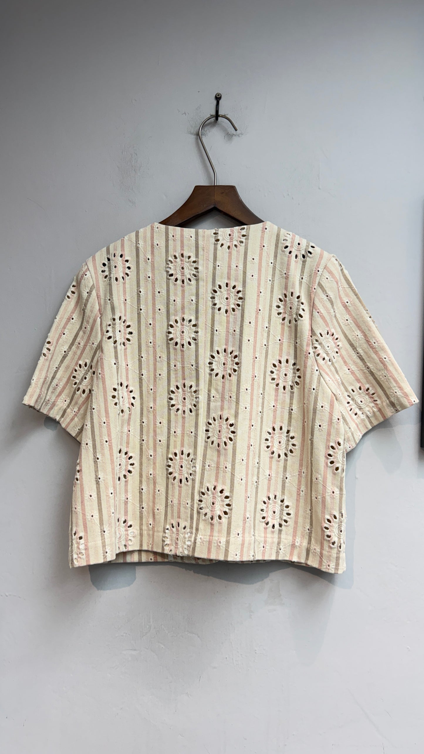 👍🏼Embroidery striped short sleeves outer #00579