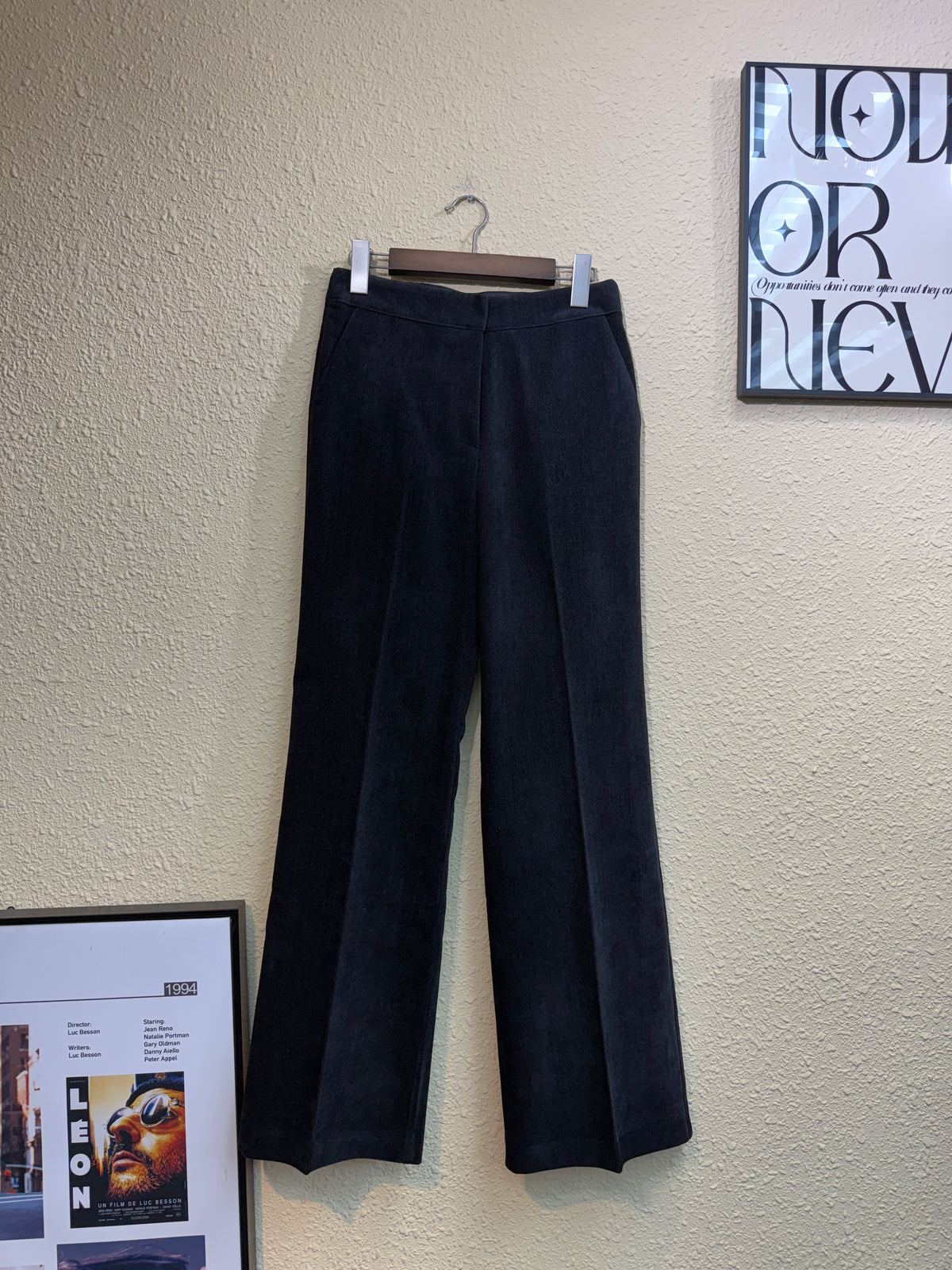 Half elastic straight leg pants #01039