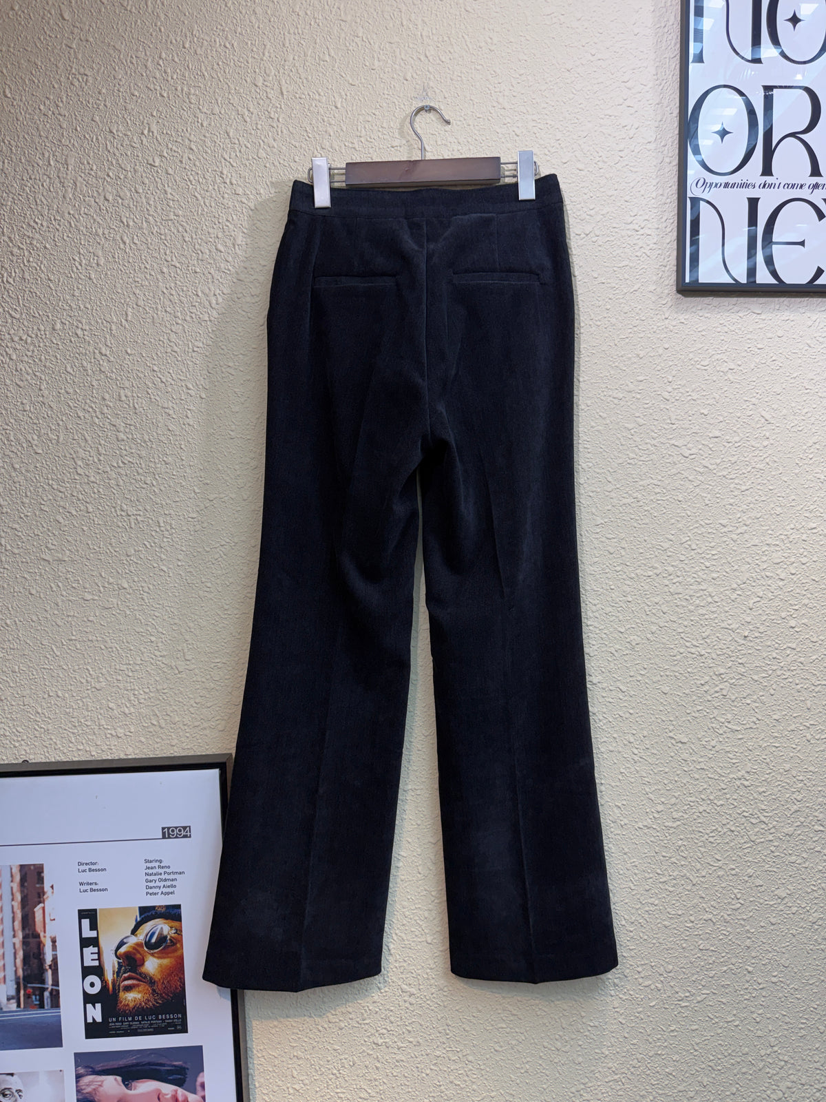 Half elastic straight leg pants #01039