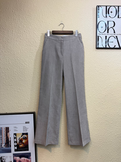 Half elastic straight leg pants #01039