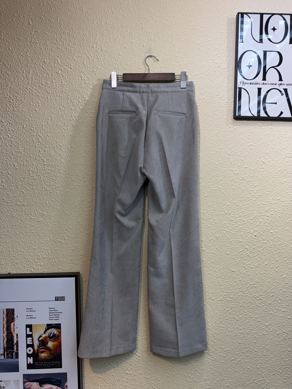Half elastic straight leg pants #01039