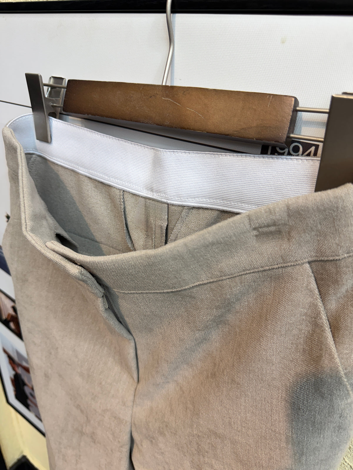 Half elastic straight leg pants #01039