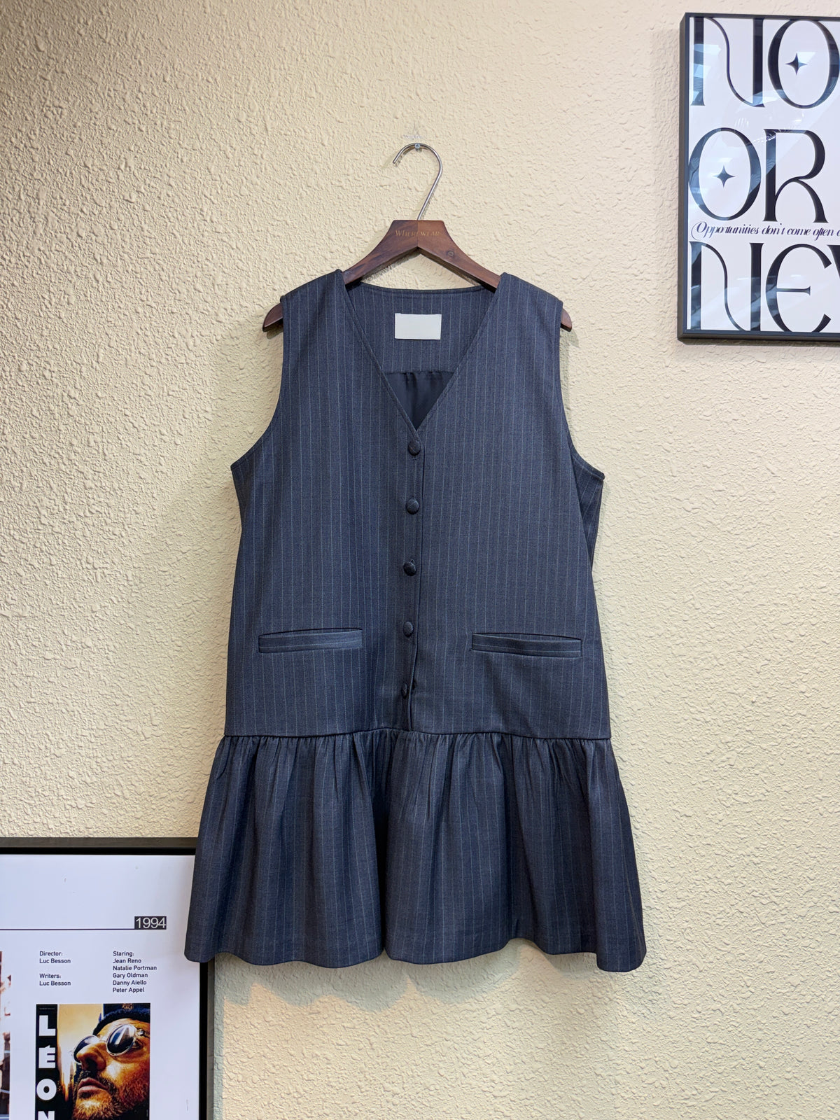 Striped fishtail vest short dress #01063