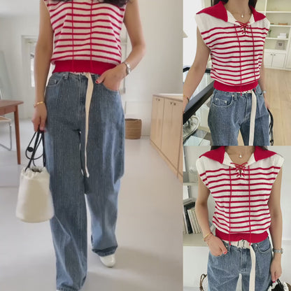 (40% off) striped polo knit