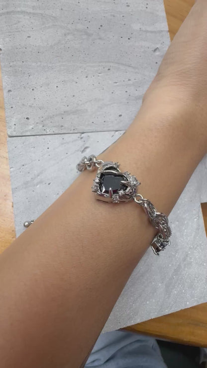 Black heart crystal bracelet