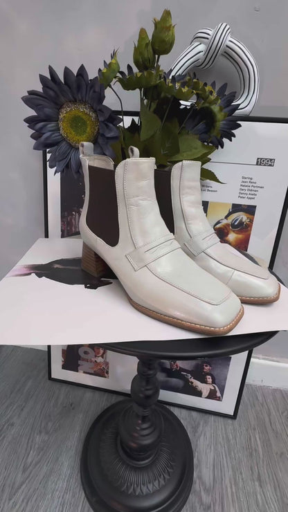 Calfskin leather boots