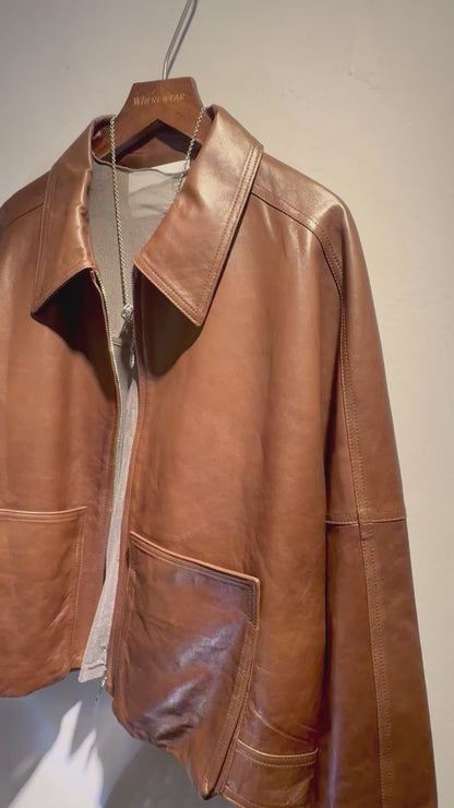 Shiny Lambskin Leather jacket